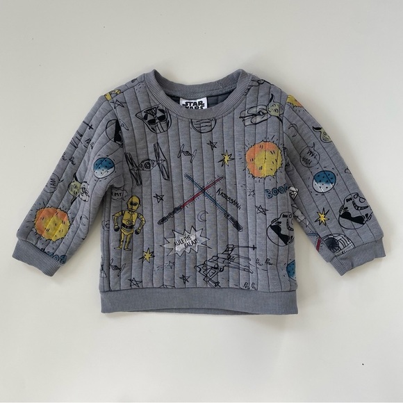 Star Wars Gray Grey Baby Boy Quilted Jogger Set Ribbed Set Size 18 Months - Picture 3 of 7